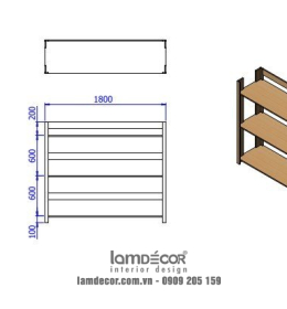 Kệ gỗ 3 tầng gỗ tự nhiên