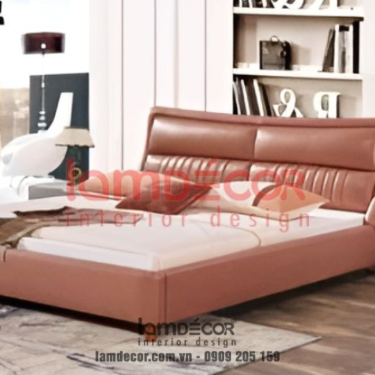 Giường ngủ gỗ thông bọc da - QL1619